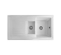 Reginox RL 301CW White 1.5 Bowl Inset Reversible Ceramic Kitchen Sink