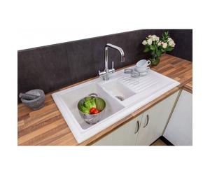 Reginox RL301CW Ceramic 1.5 Bowl Kitchen Sink Traditional White Reversible Waste
