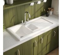 Reginox Traditional Kitchen Sink Ceramic 1.5 Bowl White Reversible Waste RL301CW
