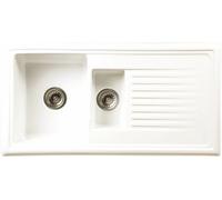 Reginox Traditional Kitchen Sink Ceramic 1.5 Bowl White Reversible Waste RL301CW