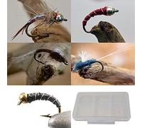 Region Fishing 45ct Midge Assortment All Tied on Mustad Signature Fly Hooks Including Rainbow Warriors, Zebra Midges, WD40 and RS2 Emergers in Hook Sizes 18, 20 and 22