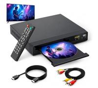 Region Free DVD Player for TV 1080P HDMI Output Multi-Format CD/DVD Player | Small Compact CD/DVD Player for Smart TV, USB Port, Plays All Region DVDs & Multi Formats, AV/HDMI Cables & Remote Included