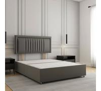 REGIONAL FURNISHINGS Divan Bed Plush Velvet In Grey With 24Inch Panel Headboard & No Mattress No Drawers Single Small Double King Super King