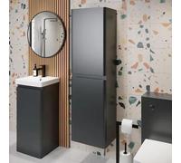 Regis Anthracite Grey Wall Hung Tall Bathroom Cabinet - 1400 x 400mm
