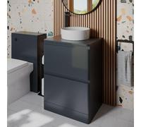 Regis Forma Anthracite Grey Freestanding Countertop Vanity Unit with Lyon White Basin - 600mm