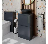 Regis Forma Anthracite Grey Freestanding Countertop Vanity Unit with Roubaix Black Basin - 500mm