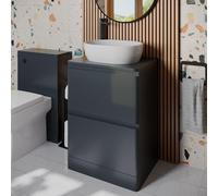 Regis Forma Anthracite Grey Freestanding Countertop Vanity Unit with St Tropez White Basin - 600mm
