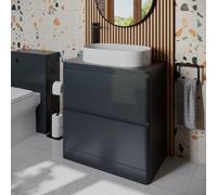 Regis Forma Anthracite Grey Freestanding Vanity Unit & Affine Lorient Countertop Basin 800mm