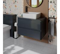 Regis Forma Anthracite Grey Wall Hung Countertop Vanity Unit with Croix White Basin - 800mm