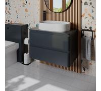 Regis Forma Anthracite Grey Wall Hung Countertop Vanity Unit with Lorient White Basin - 800mm