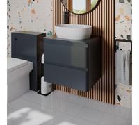 Regis Forma Anthracite Grey Wall Hung Vanity Unit & Affine St Tropez Countertop Basin 600mm