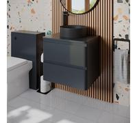 Regis Forma Grey Anthracite Wall Hung Vanity Unit & Affine Lyon Matt Black Countertop Basin 600mm