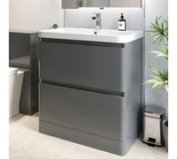 Regis Forma Grey Gloss Freestanding Vanity Unit with Basin - 800mm