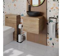 Regis Forma Wall Hung Wood Vanity Unit & Roubaix Black Countertop Basin 500mm