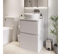 Regis Forma White Gloss Freestanding Countertop Vanity Unit with St Tropez White Basin - 600mm
