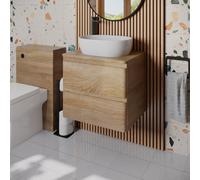 Regis Forma Wood Wall Hung Countertop Vanity Unit & Affine St Tropez White Countertop Basin 600mm