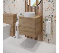 Regis Forma Wood Wall Hung Countertop Vanity Unit with Fluted White Basin - 600mm