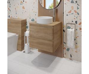 Regis Forma Wood Wall Hung Countertop Vanity Unit with Fluted White Basin - 600mm