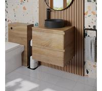 Regis Forma Wood Wall Hung Countertop Vanity Unit with Lyon Black Basin - 600mm