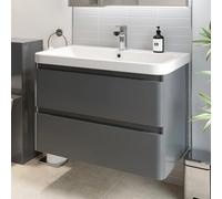 Regis Grey Gloss Wall Hung Vanity Unit & Basin - 800mm Width