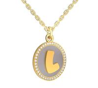 REGIS Necklace for Women Gold Initial Necklace 14K Gold-Plated Round Pendant Personalized A-Z Letter Chain Jewelry Gift for Her (L, Gold)