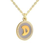 REGIS Necklace for Women Gold Initial Necklace 14K Gold-Plated Round Pendant Personalized A-Z Letter Chain Jewelry Gift for Her (D, Gold)