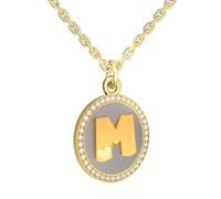 REGIS Necklace for Women Gold Initial Necklace 14K Gold-Plated Round Pendant Personalized A-Z Letter Chain Jewelry Gift for Her (M, Gold)