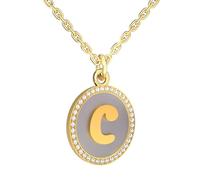 REGIS Necklace for Women Gold Initial Necklace 14K Gold-Plated Round Pendant Personalized A-Z Letter Chain Jewelry Gift for Her (C, Gold)
