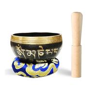 REGIS Tibetan Singing Bowl Set ， Mindfulness, and Stress Relief zen decor，Bowl Handcrafted in Nepal for Healing and Mindfulness (Black, 3 inch)