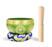 REGIS Tibetan Singing Bowl Set ， Mindfulness, and Stress Relief zen decor，Bowl Handcrafted in Nepal for Healing and Mindfulness (Green, 3 inch)