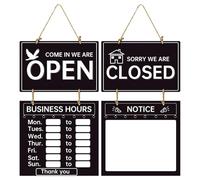 Register Opening Times, Open & Closed Sign 22 x 10 Inch | Interchangeable Working Time Sign Set, Welcome Decorative Signs for Small Business