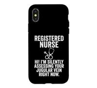 Registered Nurse Silently Assessing Jugular Vein Stethoscope Case for iPhone X/XS