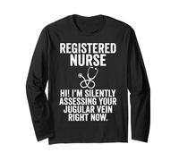 Registered Nurse Silently Assessing Jugular Vein Stethoscope Long Sleeve T-Shirt