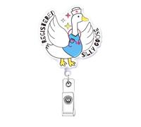 Registered Silly Goose Duck Funny Nurse Badge Reel Retractable, Cute Nursing Badge Holder, Fun Nurse Gifts, Healthcare PCT CNA RN LPN Medical Nursing Student Badge Clip ID Card Accessorie