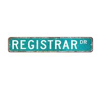 Registrar Street Sign Registrar Gift Profession Metal Sign 3x18in Customized Durable Metal Tin Sign Novelty Iron Painting for Country Home Kitchen Restaurant