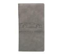 Registration & Insurance Card Holder | Leather Wallet Case for Car Documents - Wallet Organizer with Uniform Stitching for Key, Driver's License, Card, Grey, Se référer au descriptif