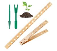 Règle Pour Plants In Bois Avec Trous D'Espacement - Outil De Plantation De Précision | Règle D'Intervalle Et Plantoir Inclus Pour Un Alignement Parfait Des Graines Et Du Potager