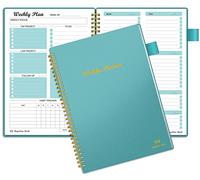 Regolden-Book Weekly Planner Weekly Goals Schedule Planner with Spiral Binding To Do List Notebook Calendars Organizers Habit Tracker Journal Pocket Pen Loop 53 Weeks (7x10") Black