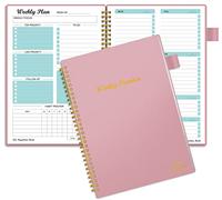 Regolden-Book Weekly Planner Weekly Goals Schedule Planner with Spiral Binding To Do List Notebook Calendars Organizers Habit Tracker Journal Pocket Pen Loop 53 Weeks (7x10") Pink