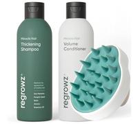 Regrowz Refresh & Balance Kit - Sulphate-Free Shampoo & Conditioner Set with Scalp Massager - Thickening Shampo, Volume Conditioner & Massage Brush, Scalp Treatment for Men & Women | Hair Care Bundle