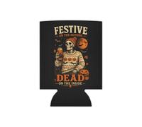 Regular Can Festive on the Outside Dead on the Inside Funny Halloween Can Cooler, Double-Sided Neoprene Drink Sleeve, Fits Regular 12 oz Cans, Skeleton Halloween Gift