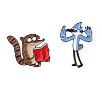 Regular Cartoon Show Rigby And Mordecai Characters Metal Enamel 1 Inch Tall Pin Set of 2, enamel, agate