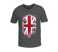 Regular Fit Basic Slim Fit T Shirt for Men British Flag Summer Men's and Women's Same British Loose Large Size Short Sleeved T Shirt for Indoor Outdoor Sports Daily Life (Grey, L)