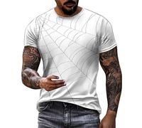 Regular Fit Basic Slim Fit T Shirt for Men Halloween Printed Short Sleeved T Shirt Fashion Casual Comfortable for Indoor Outdoor Sports Daily Life (White, L)