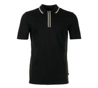Regular Fit Short Sleeve Placket Detail Zip Polo Shirt Black, Large