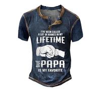 Regular Fit Tee Basic Slim Fit T Shirt for Men I ' Been Called Lot of Names in My But Papa is Favorite Mens 3D Shirt for Father 'S Day | Brown Summer for Indoor Outdoor Walking Sports Daily (Navy, M)