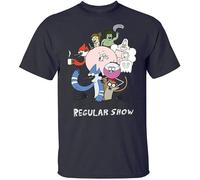 Regular Show Rigby Skips Mordecai Unisex T-Shirt Graphic Top Printed Tee Mens Black Shirt XL