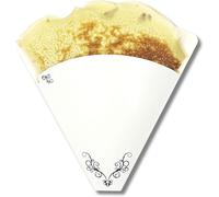 Regular Size Delicate Victorian, Perforated French Crepe Holder [Pack of 100] - Heavy Duty, Food Safe, Disposable Food Wrappers for French Style Crepes | Takeaway Food Packaging 7 x 7 inches