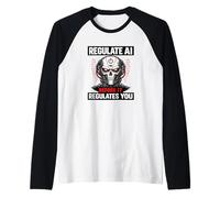 Regulate AI Before It Regulates You Robot Skull Raglan Baseball Tee
