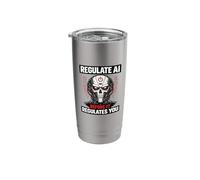 Regulate AI Before It Regulates You Robot Skull Stainless Steel Insulated Tumbler